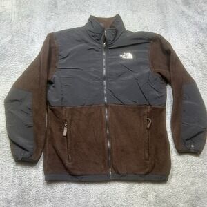 NORTH‎ FACE Denali Jacket Girls XL Dark Brown Full Zip Fleece Outdoor Polartec